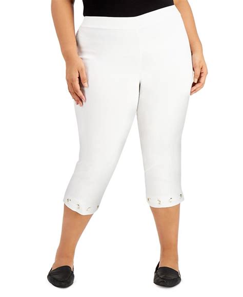 Jm Collection Plus Size Grommet Hem Tummy Control Capri Pants Created