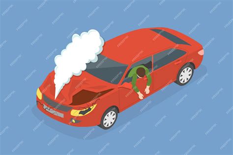 D Ilustración Vectorial Plana Isométrica De La Escena Del Accidente Automovilístico Vector Premium