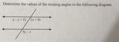 Solved Determine The Values Of The Missing Angles In The Following