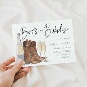 Boots And Bubbly Invitation Editable Couples Shower Template Invite