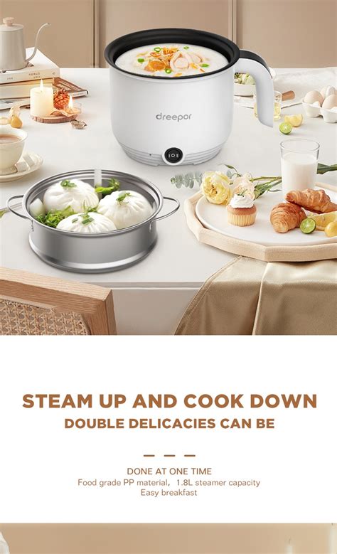 Dreepor Mini Rice Cooker With Steamer Small Non Stick Hot Pot Multil Electric Cooker L L L