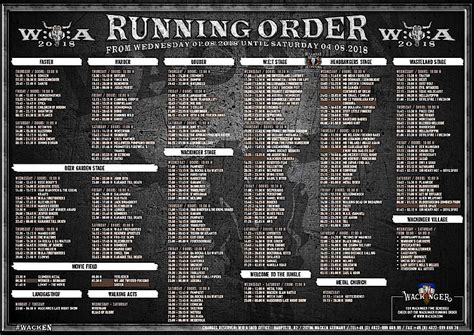 Printable Running Order Online Wacken Open Air