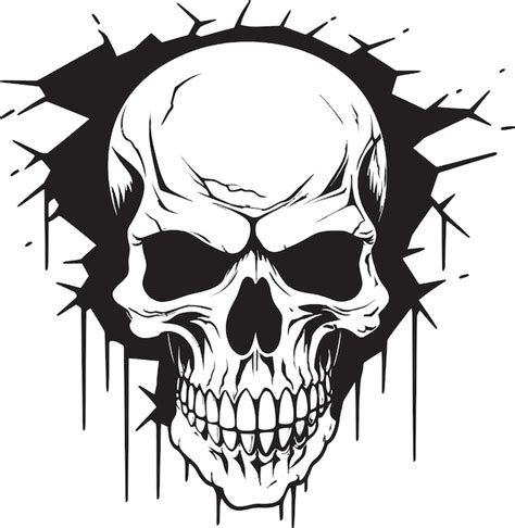 Premium Vector Surreptitious Specter Black Skull In Wall Crack Logo