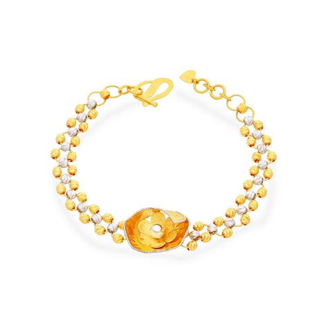 Radiant Floral Pattern 22KT Gold Party Wear Bracelet