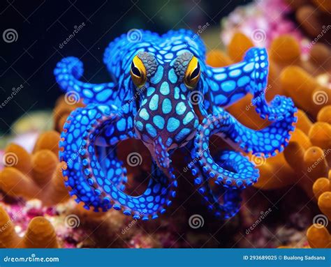 Ai Generated Illustration Wildlife Concept Of Blue Ringed Octopus Stock