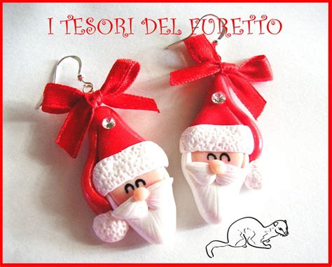 Orecchini Natale Babbo Natale Idea Regalo Fimo Cernit Bambina