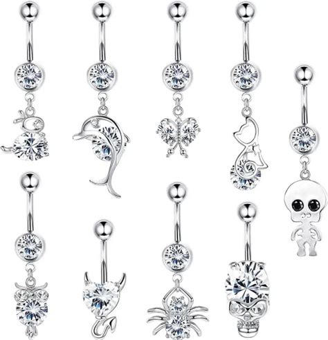 Dropship Pcs G Dangle Belly Button Rings For Women Devil Heart