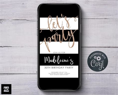 Editable Phone Invite Phone Party Invitation Cell Phone Etsy