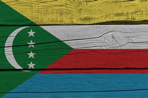 Bandeira De Comores Pintada Na Prancha De Madeira Velha Foto Premium