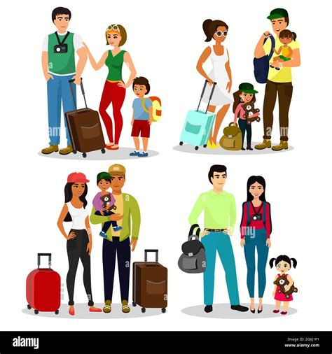 Ilustraci N Vectorial De Gente Feliz Viajando Con Ni Os La Familia