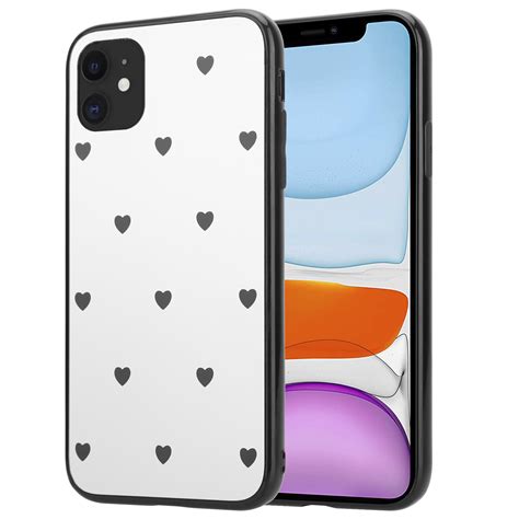 iPhone 12 - 6.1 inch spiegel hoesje met zwarte hartjes - Phone-Factory