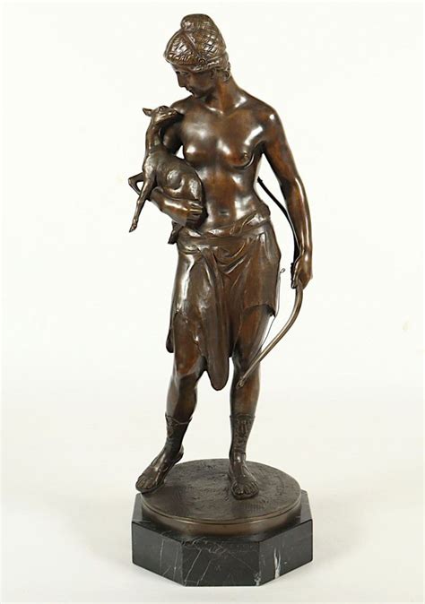 JANENSCH Gerhard Adolf 1860 1933 Diana Mit Rehkitz Bronze Auf