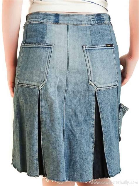 2 Too Small Jeans To Skirt Refashions Sew Historically Upcycle Jeans