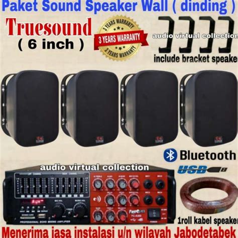 Jual Paket Sound Speaker Cafe Restoran Kantor Truesound 6inch Isi 4unit