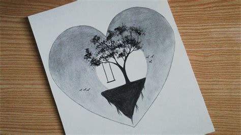 Simple Heart Pencil Drawing Step By Step Youtube