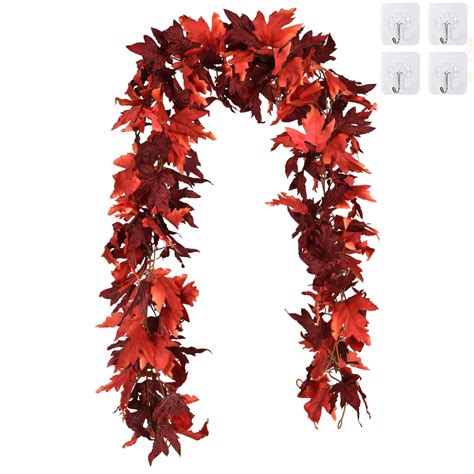 Coolmade Harvest Maple Leaves 2 Pack 5 9ft Fall Garland Artificial Autumn Foliage For Home