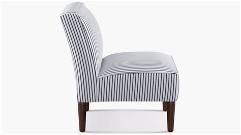 Black Classic Ticking Stripe Upholstered Custom Mid Century Accent