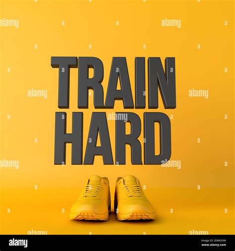 Train Hard Motivational Workout Fitness Phrase 3d Rendering Stock