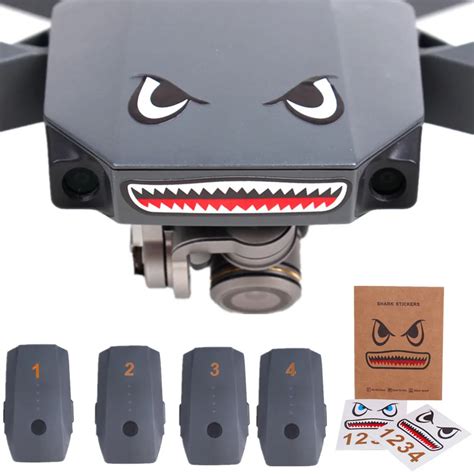 2 Pcs Waterproof Facial Decal Skin Sticker For Dji Spark Drone Shark