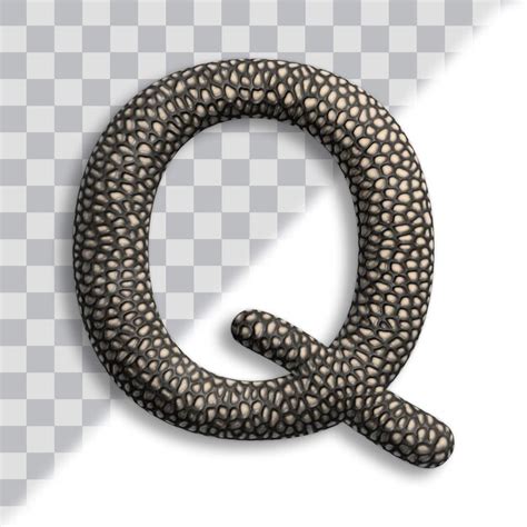 Letra 3d Q Feita De Couro Shagreen Natural PSD Premium