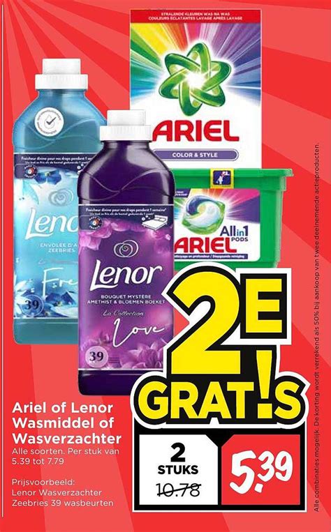 Ariel Of Lenor Wasmiddel Of Wasverzachter Aanbieding Bij Vomar