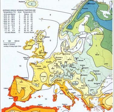 Rednia Roczna Najni Sza Temperatura W Poszczeg Lnych Regionach Europy