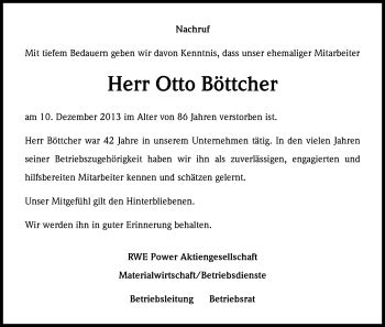 Traueranzeigen von Otto Böttcher WirTrauern