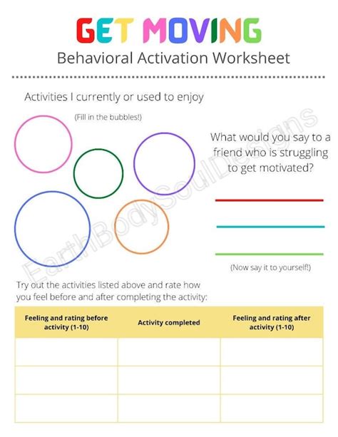 Behavior Activation Worksheet For Teens Etsy Australia