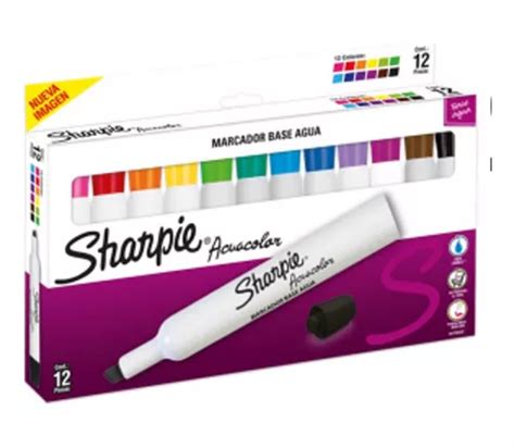 Marcador Sharpie Acuacolor 2184215 Base De Agua 12 Piezas Meses Sin