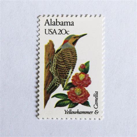 20c Alabama State Bird And Flower Stamps Vintage Unused Us Postage