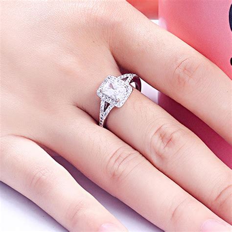 Princess Cut Halo Split Ring Jolics