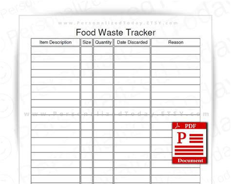 Waste Log For Restaurant Template