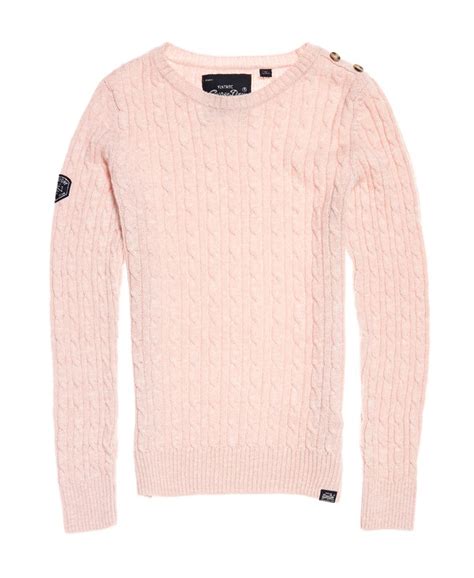 Womens Croyde Cable Knit Jumper In Pink Twist Superdry Uk