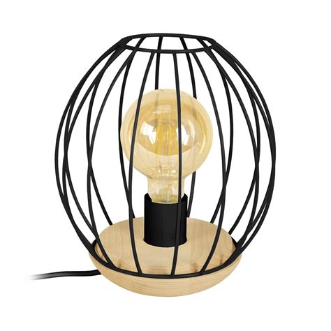 PACENTRO A Lampe De Chevet Filaire Bois Naturel Et Noir