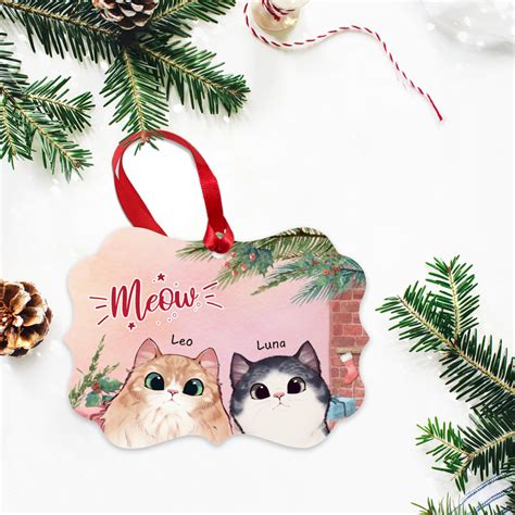 Peaking Cat Meow Custom Ornament And Christmas T Gossby