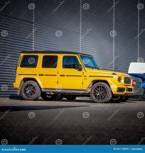 A Yellow Mercedes Suv Parked Outside The Industrial Hall Stock Image Image Of Brabus Mercedes