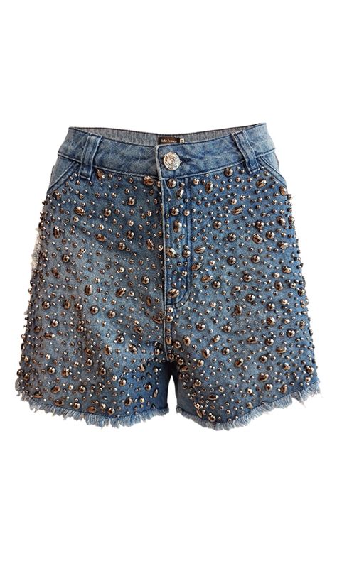 Short Jeans Bordado Barra Desfiada