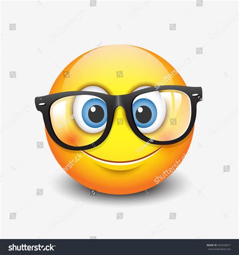 Cute Smiling Emoticon Wearing Eyeglasses Emoji Stock Vector 433259617 Shutterstock