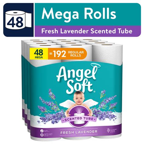 Angel Soft Toilet Paper With Fresh Lavender Scented Tube 48 Mega Rolls