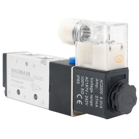 Baomain Pneumatic Air Control Solenoid Valve 4V210 08 220V AC 5 Way 2