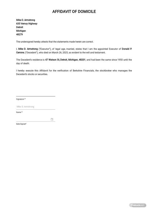 Affidavit Microsoft Word Template Free Word Template