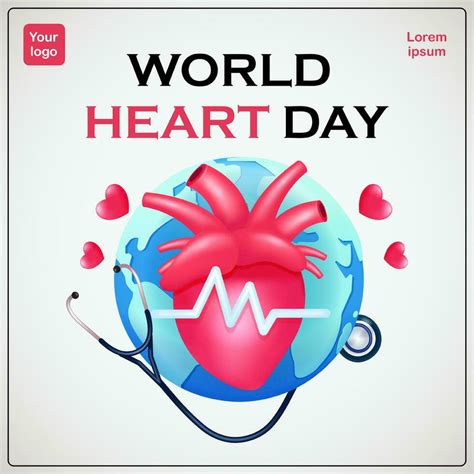 World Heart Day Concept Heart With Stethoscope On Earth Background 3d