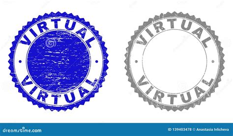 Grunge Virtual Textured Stamps Stock Vector Illustration Of Isolated