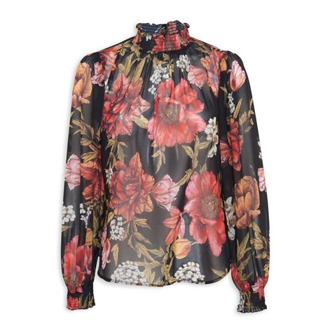 Floral Print High Neck Blouse Truworths