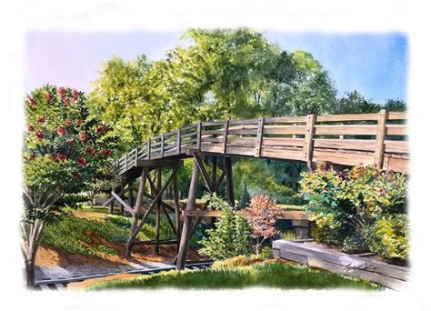 Waxhaw Bridge Byron Chaneys Illustration And Design Watercolor