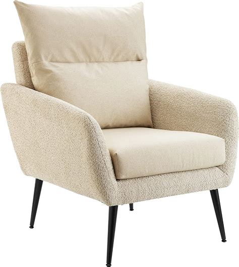 Amazon Art Leon Modern Accent Chair Sherpa Linen Fabric