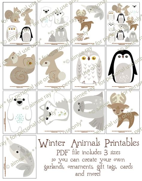 Diy Printable Winter Animals PDF SVG PNG Craft Files for | Etsy