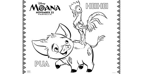 Pua And Heihei Printable Moana Coloring Sheet Disney S Printable Moana And Maui Coloring Pages