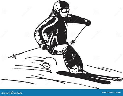 Skiing Sketch Illustration Stock Vector Illustration Of Seasonal