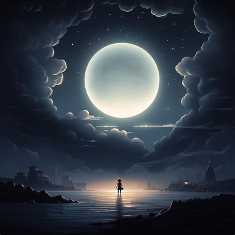 Premium AI Image | beautiful full moon cartoon